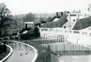 Enclos devant les terrasses Mappin, zoo de Londres, 1922